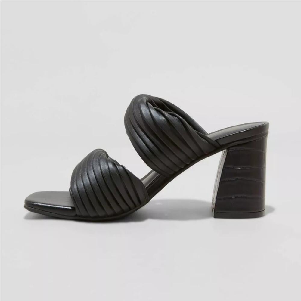 NEW A New Day Women's Jessa Mule Heels Slide Open Toe Sandals - Black Size 6.5 - Picture 6 of 8